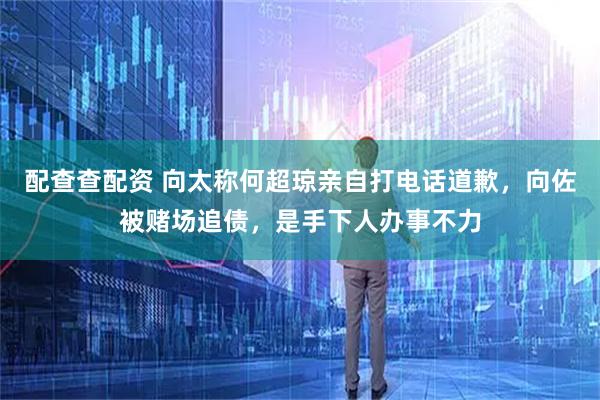 配查查配资 向太称何超琼亲自打电话道歉,向佐被赌场追债,是手下人办事不力